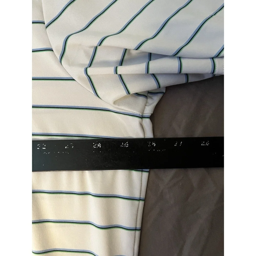 RLX Ralph Lauren Polo Shirt Men's Size XL White Green Stripes Short Sleeve Golf